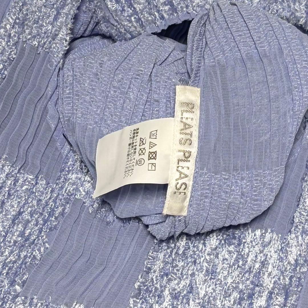 プリーツプリーズ　NEBULA ライトブルー　3 plpl ワンピース　格子柄