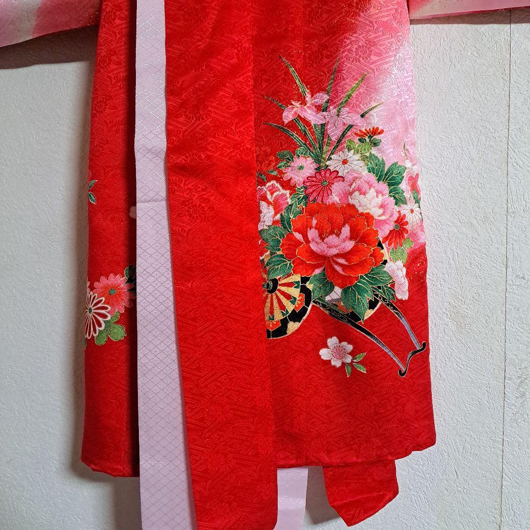【美品】お宮参り　掛け着　正絹　祝着　産着　女の子　御所車　手まり　百花繚乱