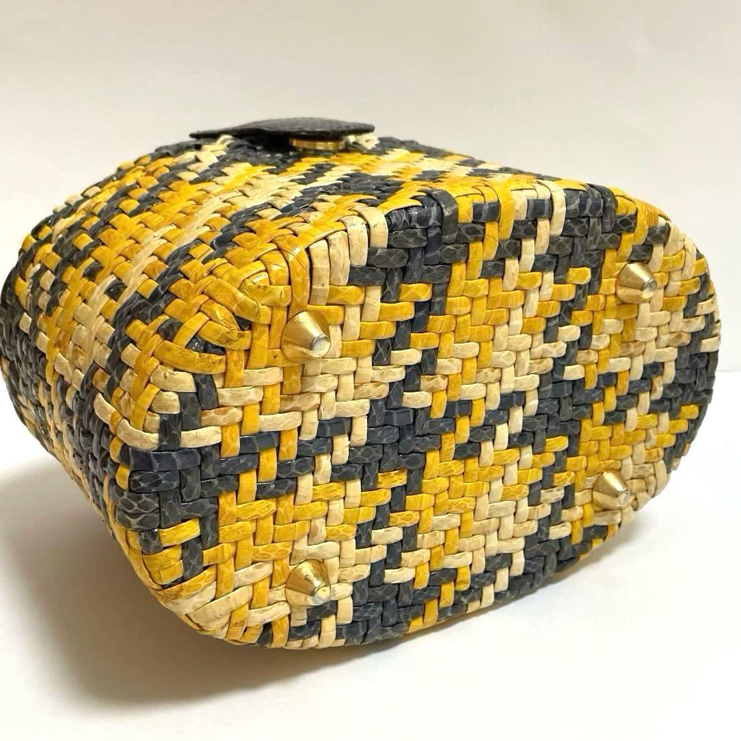 LAPOMA ヴィンテージ ビンテージ カゴバッグ ハンドバッグ 蓋付き