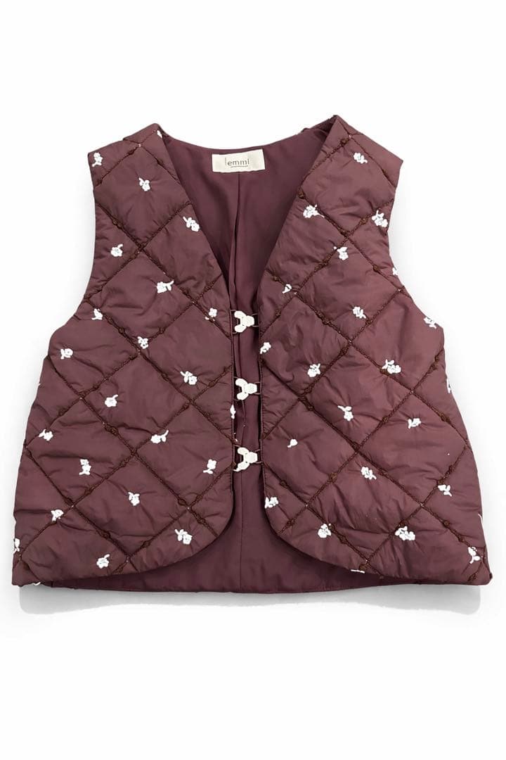 美品 emmi フラワーエンブロイダリー キルティング ベスト