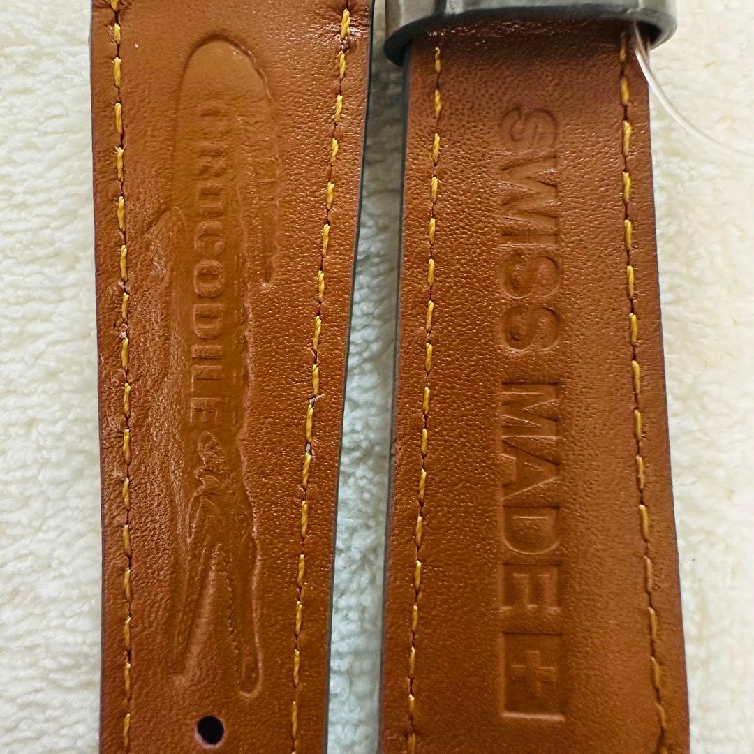 6013#20mm-16mmダークアッシュ★本物クロコダイルベルト★スイス製