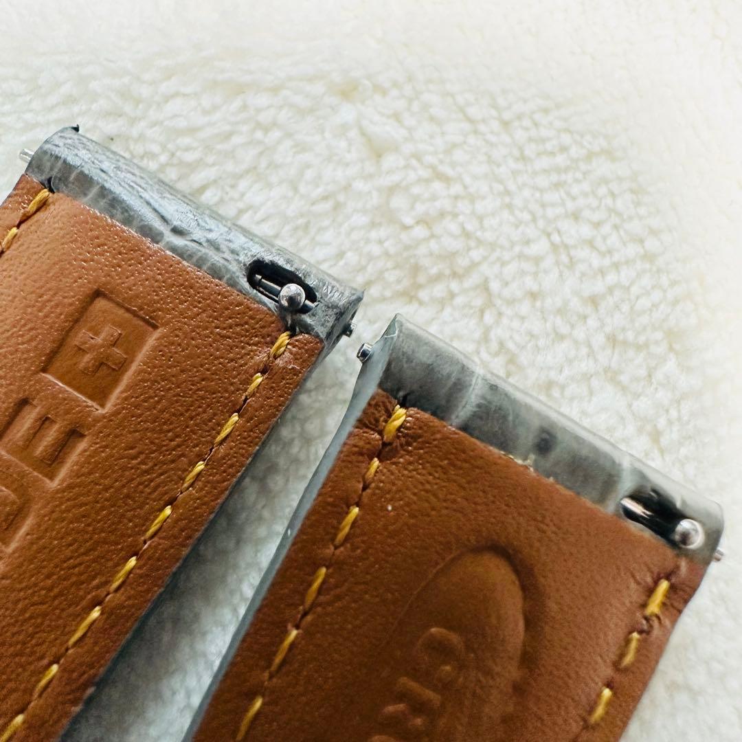 6013#20mm-16mmダークアッシュ★本物クロコダイルベルト★スイス製