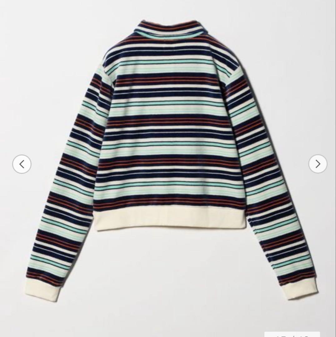 ＜6(ROKU)＞ベロア ボーダー ポロシャツ