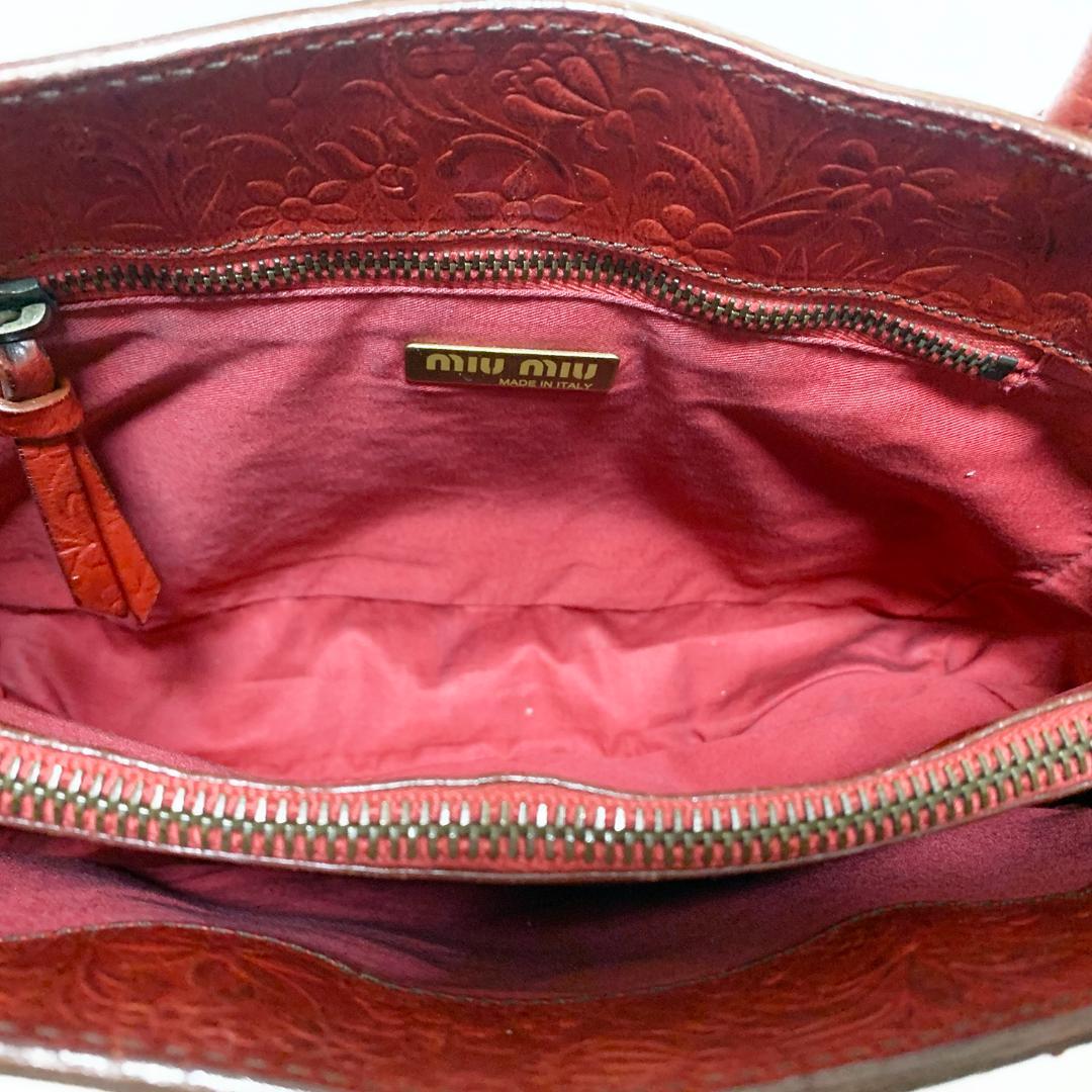 【美品】MIU MIU ミュウミュウ トートバッグ エンボス加工 ロッソ