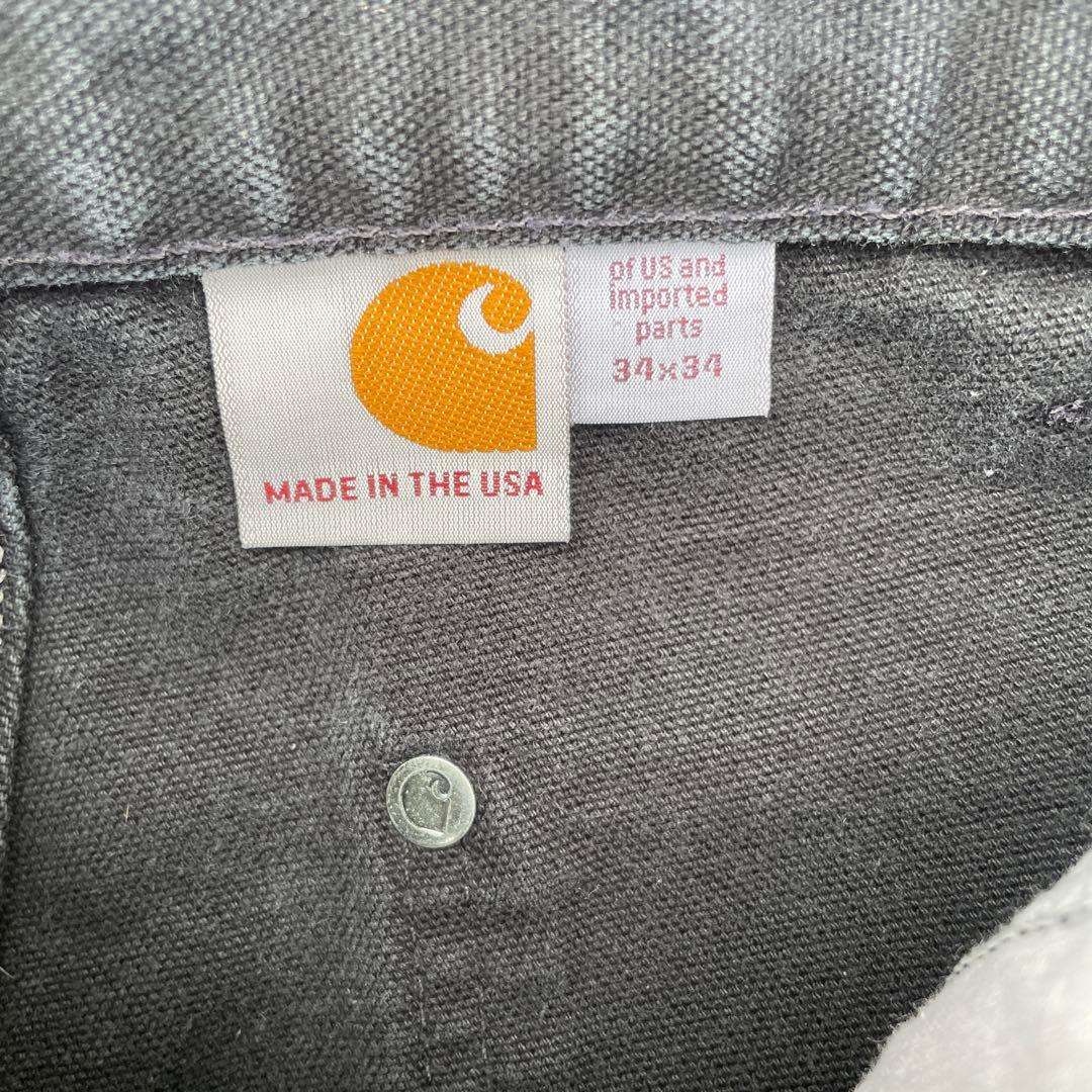 USA製 Carhartt B01 BLK ダブルニー 黒 フェード 34×34