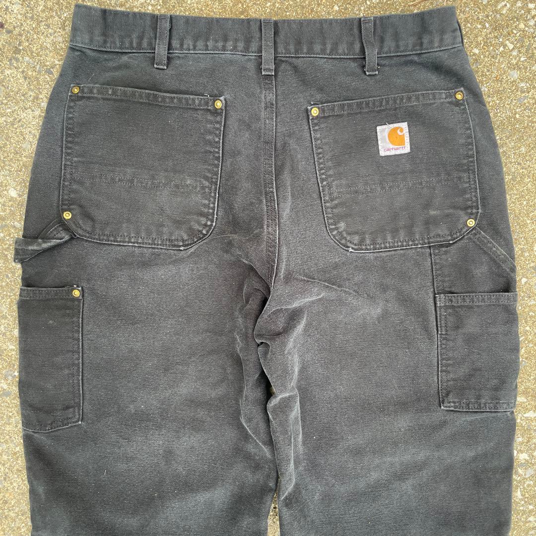 USA製 Carhartt B01 BLK ダブルニー 黒 フェード 34×34