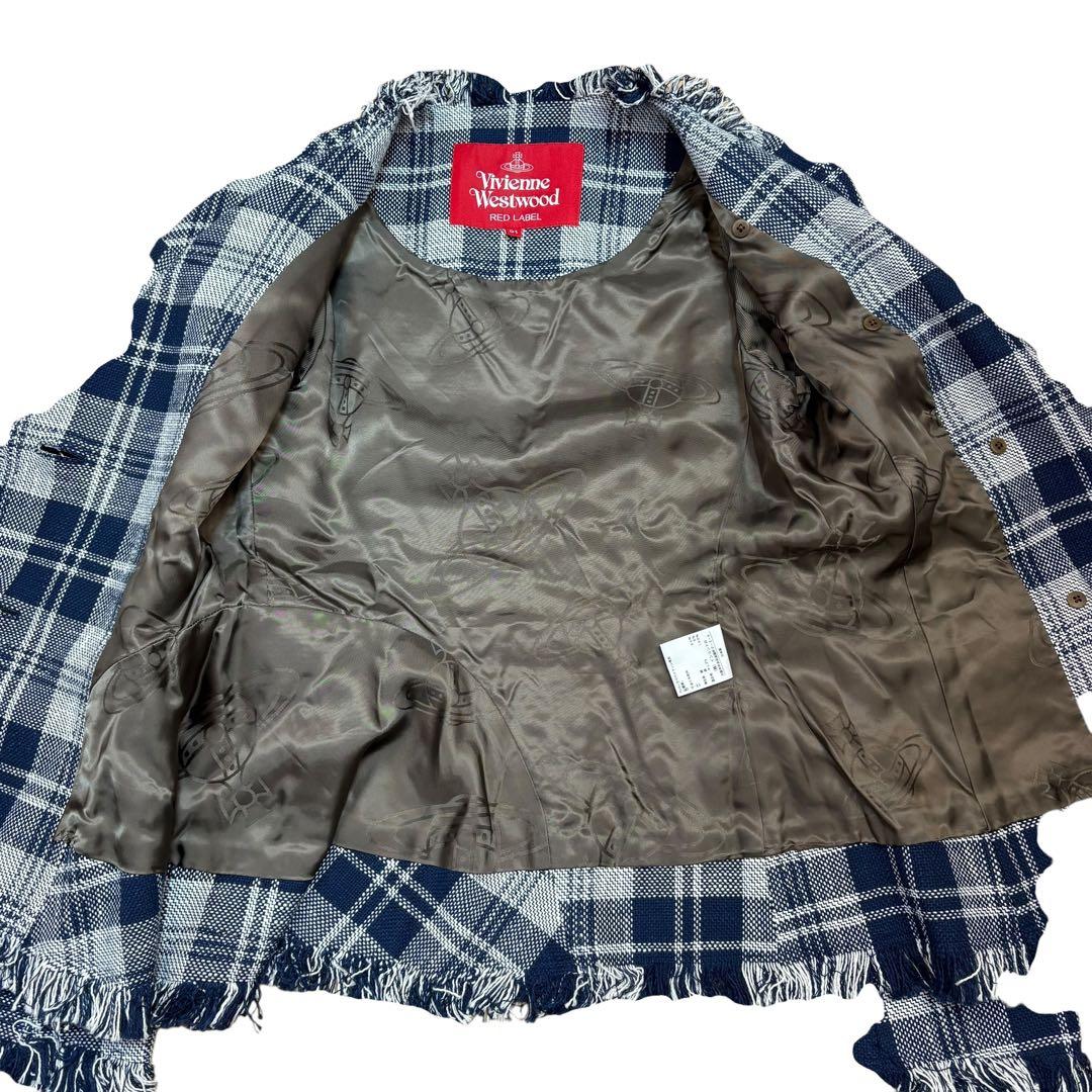 極美品 ヴィヴィアンウエストウッドレッドレーベル チェック柄 変形襟ジャケット
