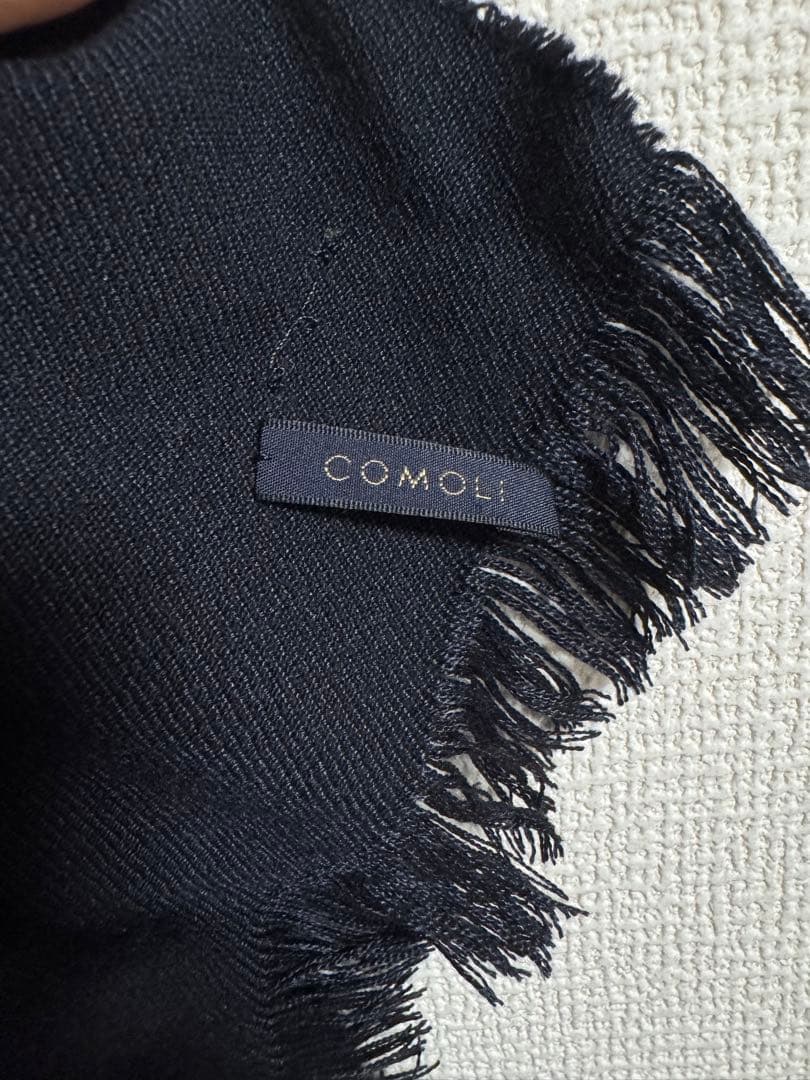 COMOLI ウールシルクマフラー Navy