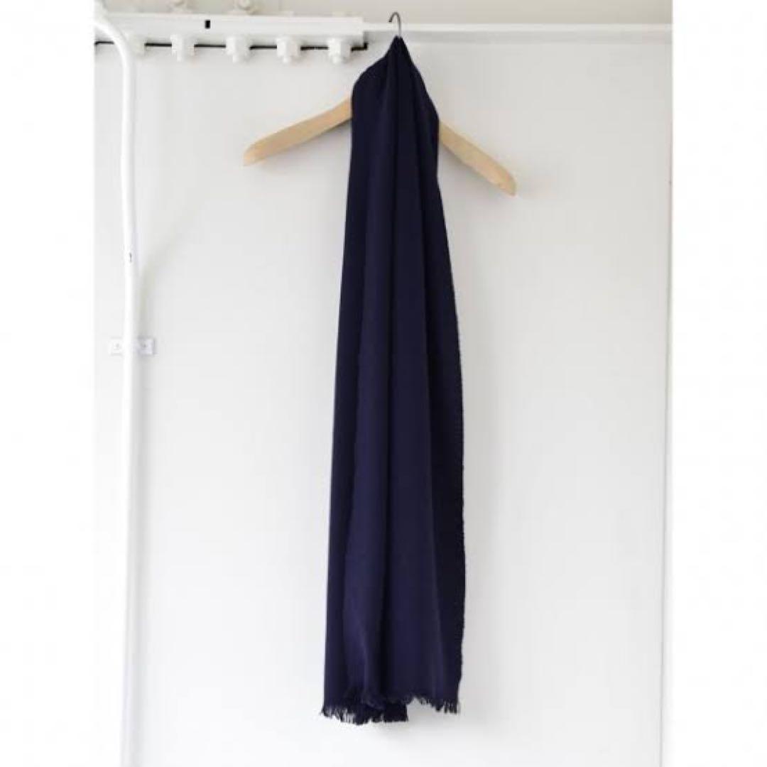 COMOLI ウールシルクマフラー Navy