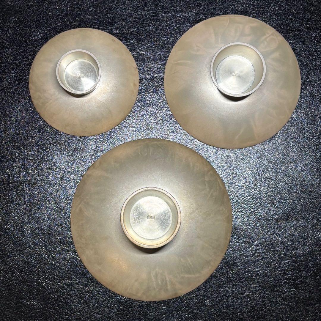 ★金属工芸 純銀 盃3個セット！約315g！純銀刻印！箱付！★