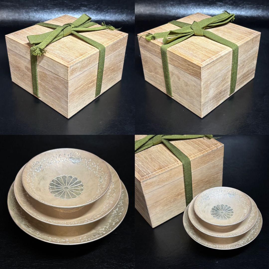 ★金属工芸 純銀 盃3個セット！約315g！純銀刻印！箱付！★