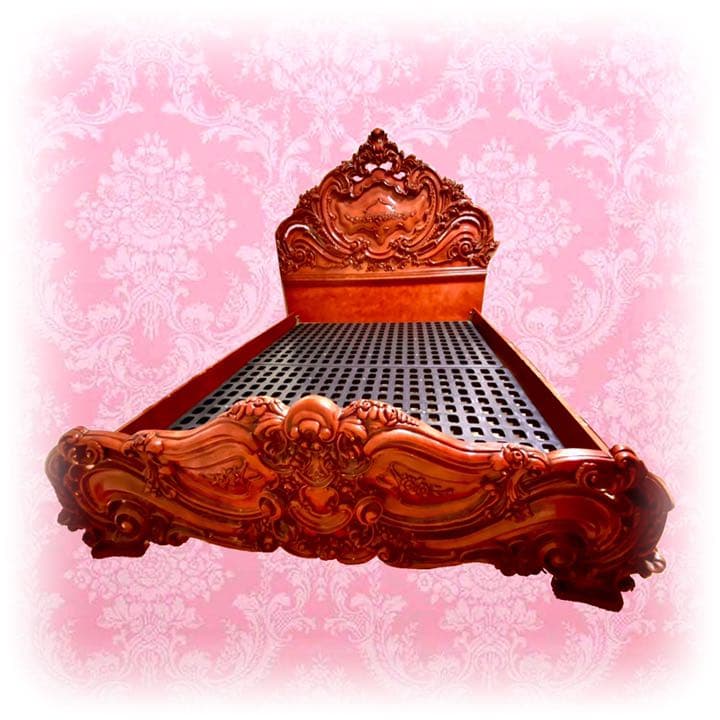 た*ー様 アンティーク 猫脚 装飾 ベッド 寝具 ロココ レリーフ 彫刻 家具