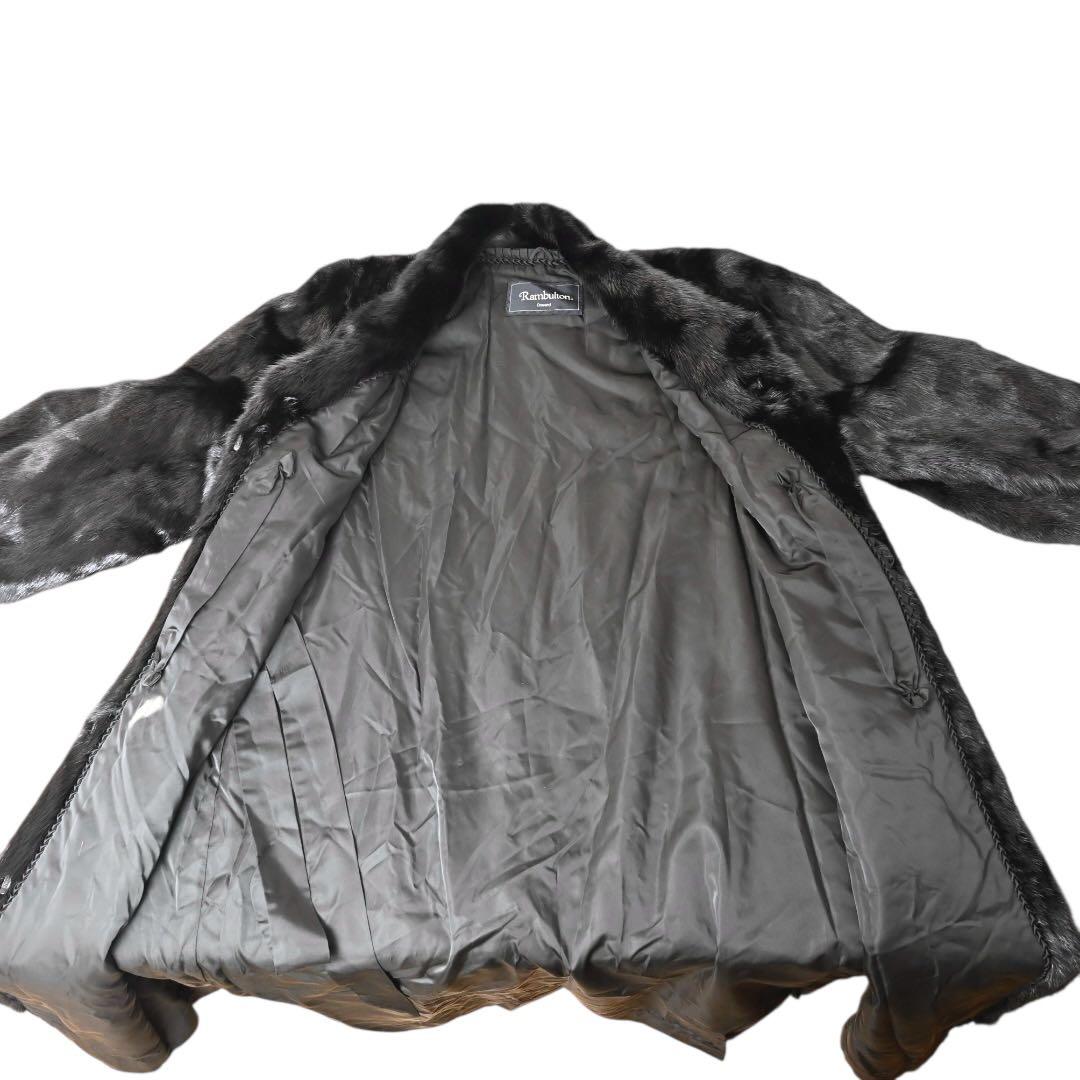 【美品】 ランブルトン　ブラック ファーコート ロングコート　毛皮　ミンク　黒