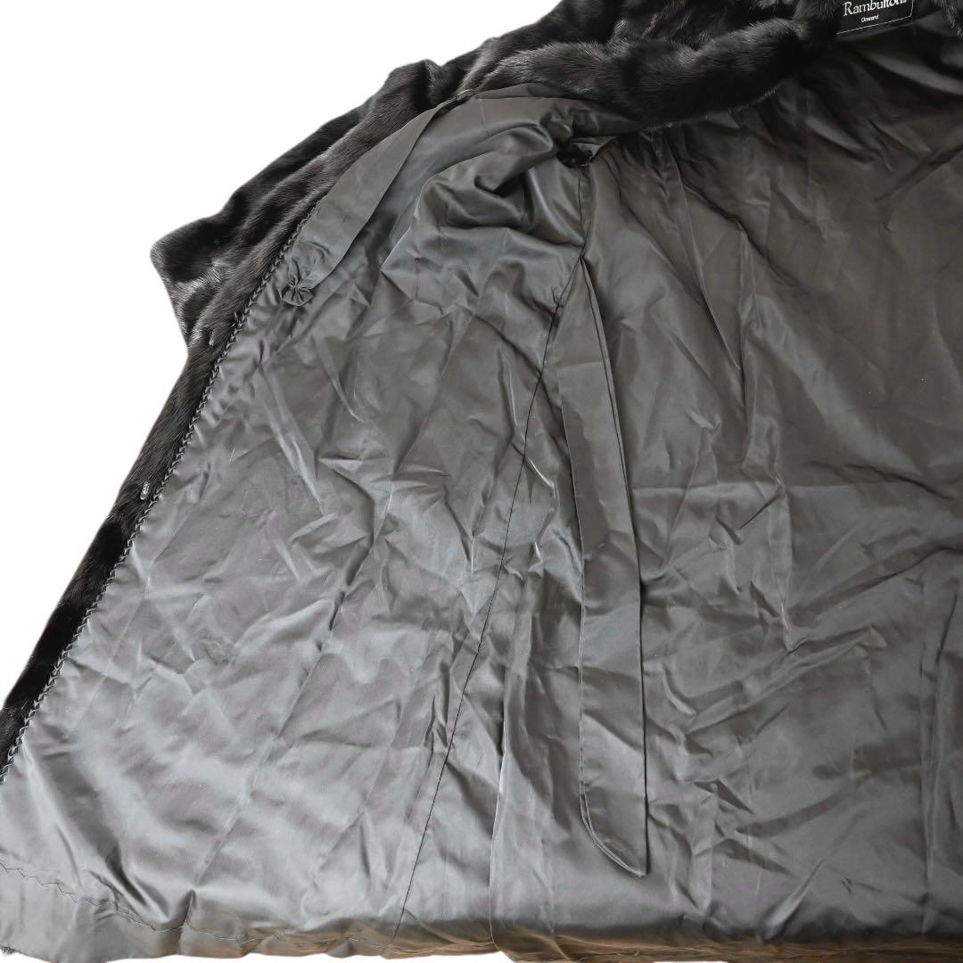 【美品】 ランブルトン　ブラック ファーコート ロングコート　毛皮　ミンク　黒