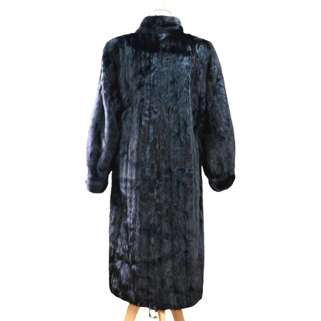 【美品】 ランブルトン　ブラック ファーコート ロングコート　毛皮　ミンク　黒