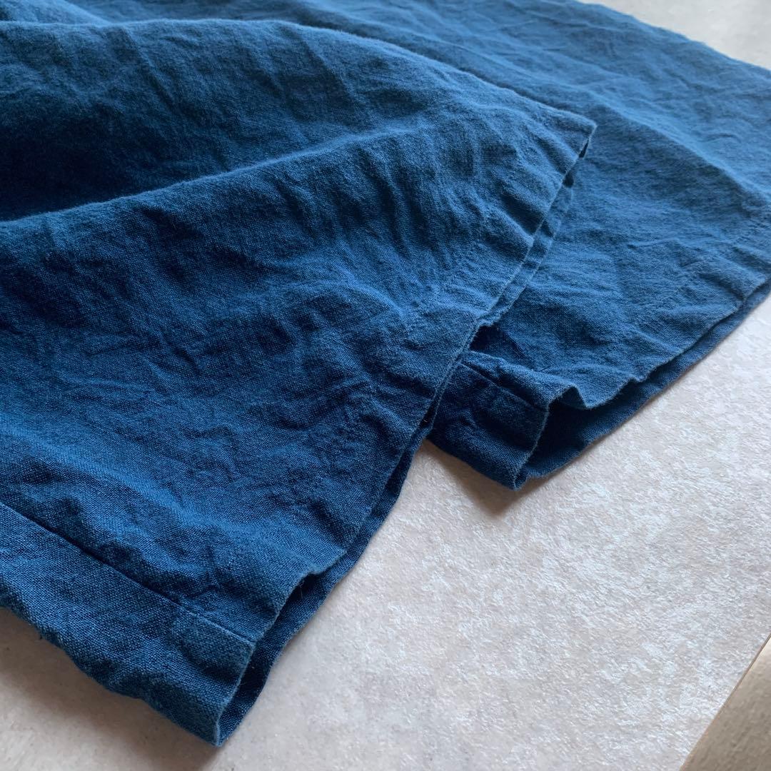 中川政七商店 厚手麻のサロペット 藍青 オールインワン リネン ブルー