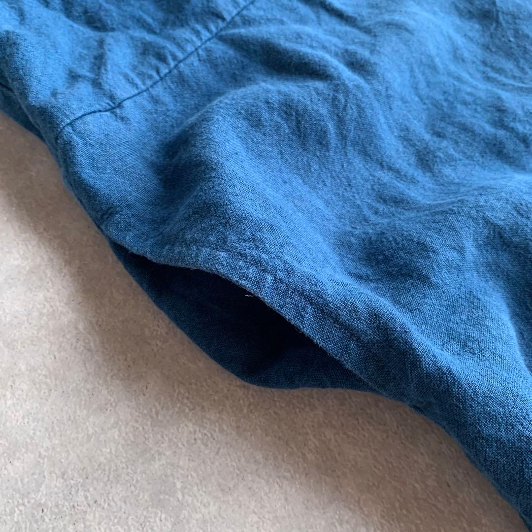 中川政七商店 厚手麻のサロペット 藍青 オールインワン リネン ブルー