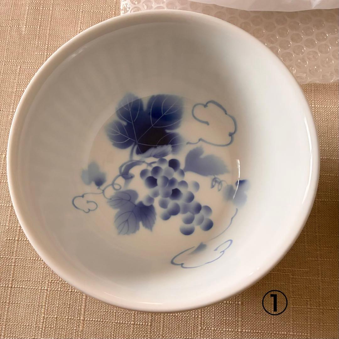 【未使用品と美品】深川製磁　ブルーワイナリー　麺丼　3個