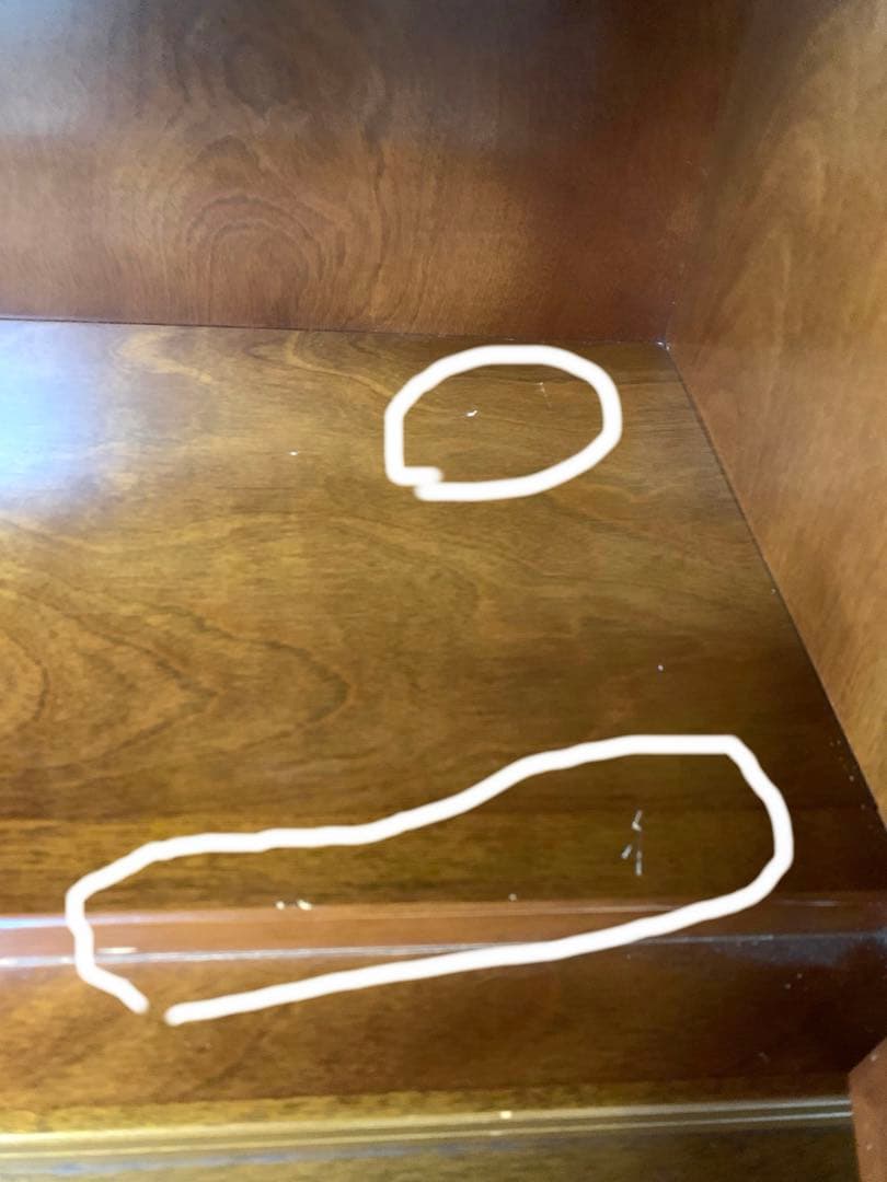 アンティーク調　大型 木製 (桜)書棚　食器棚 ガラス扉付き