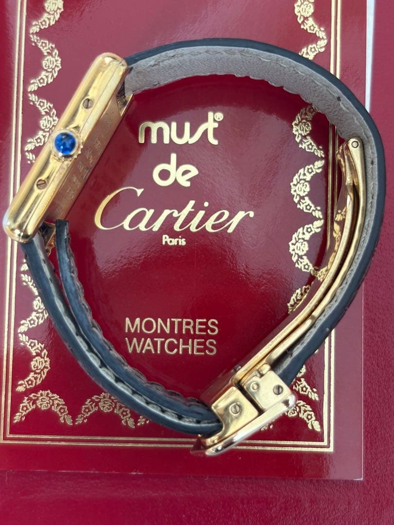 保証書付き❗️純正Dバックル　カルティエ SM マストタンク　ヴェルメイユ
