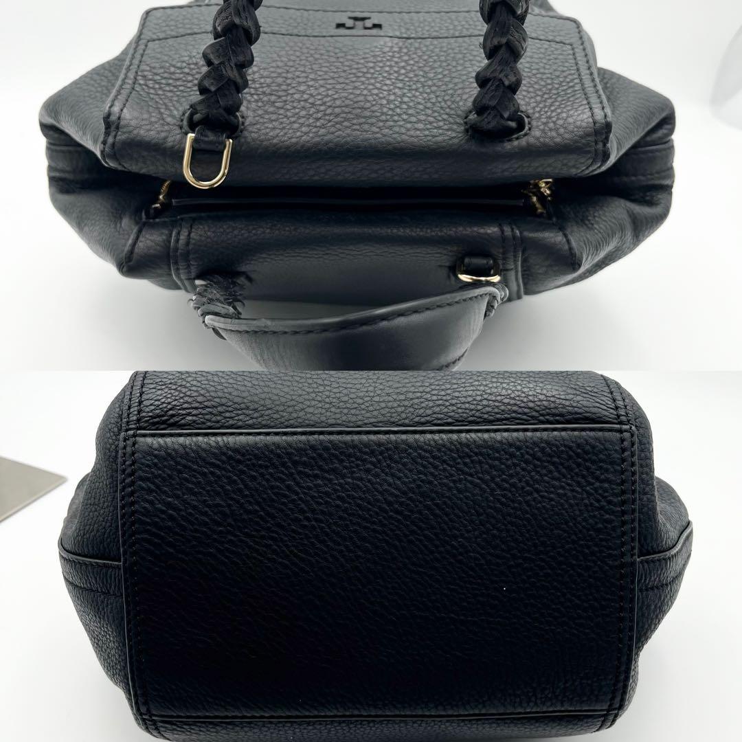 美品✨トリーバーチ 2way ショルダー ハンドバッグ シボ革 ロゴ ブラック
