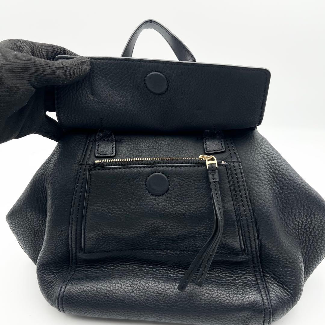 美品✨トリーバーチ 2way ショルダー ハンドバッグ シボ革 ロゴ ブラック