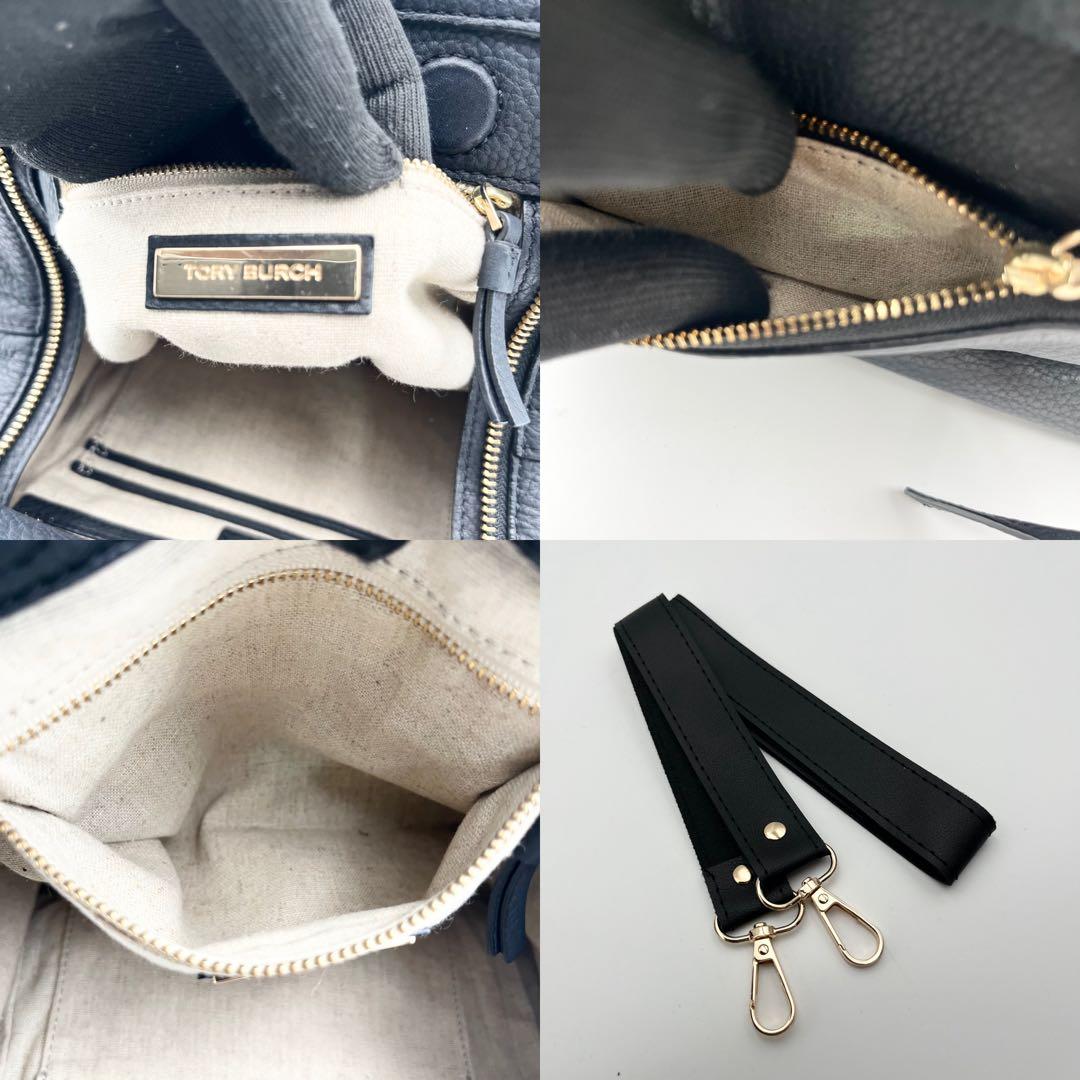 美品✨トリーバーチ 2way ショルダー ハンドバッグ シボ革 ロゴ ブラック