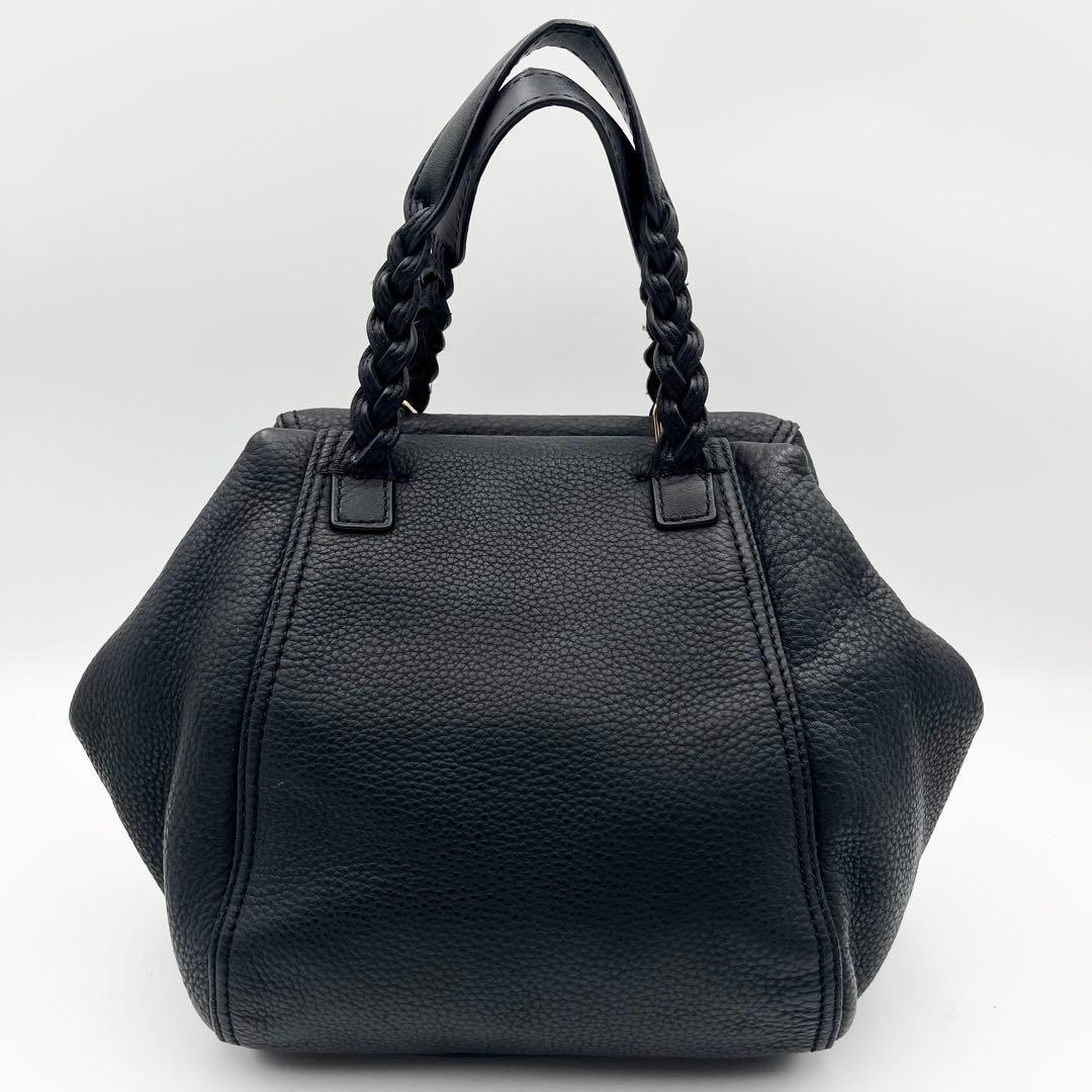 美品✨トリーバーチ 2way ショルダー ハンドバッグ シボ革 ロゴ ブラック