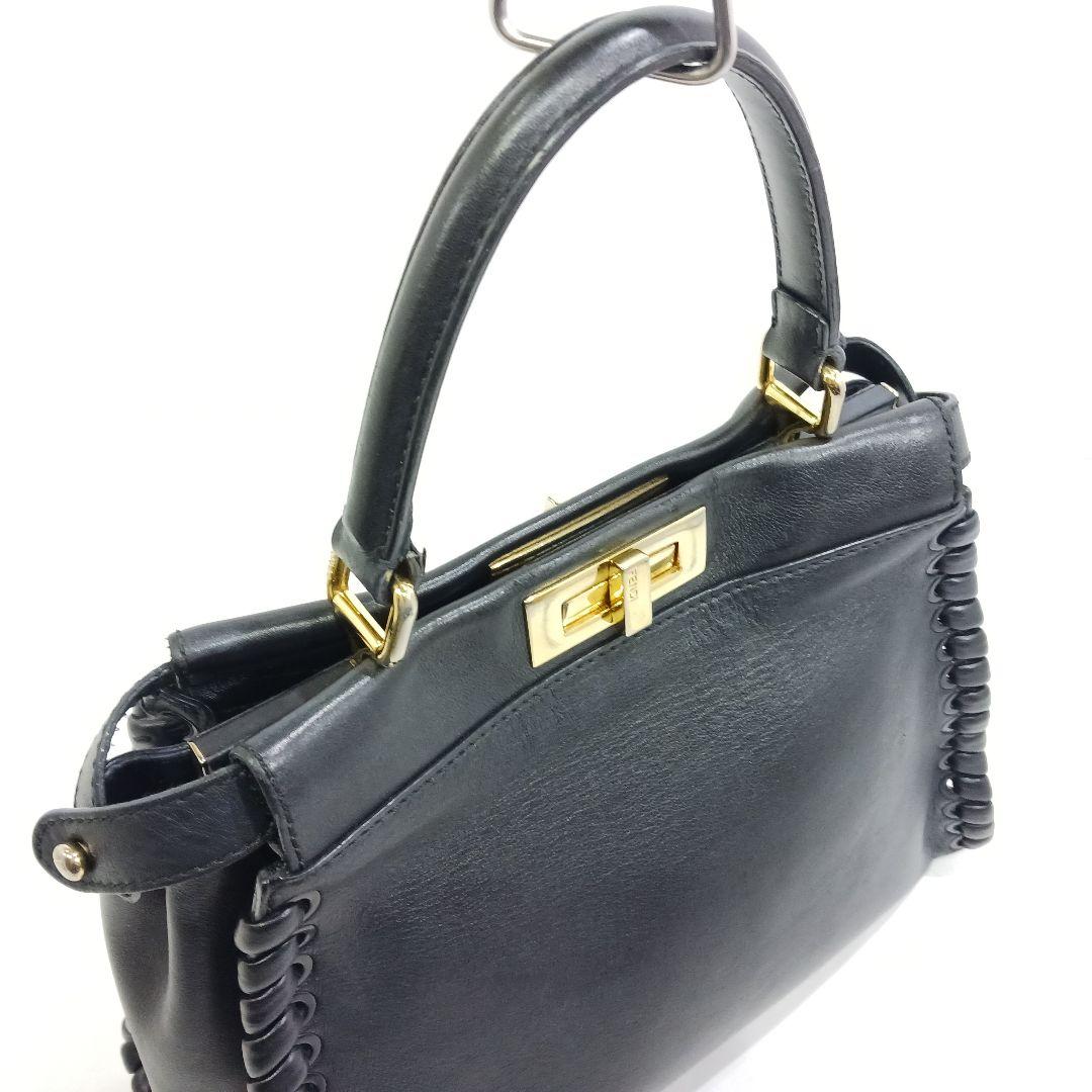 【現行似】フェンディ ピーカブー 2way ショルダー レザーハンドステッチ 黒