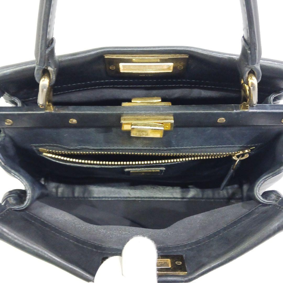 【現行似】フェンディ ピーカブー 2way ショルダー レザーハンドステッチ 黒