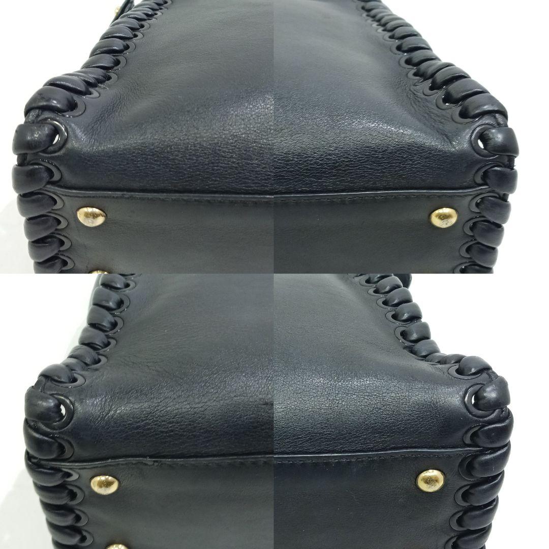 【現行似】フェンディ ピーカブー 2way ショルダー レザーハンドステッチ 黒