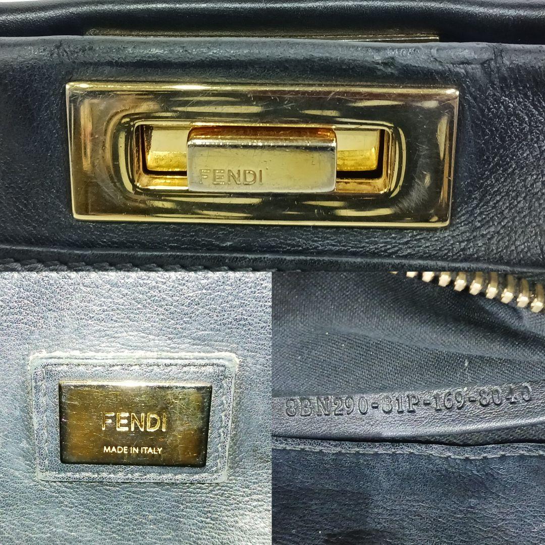 【現行似】フェンディ ピーカブー 2way ショルダー レザーハンドステッチ 黒