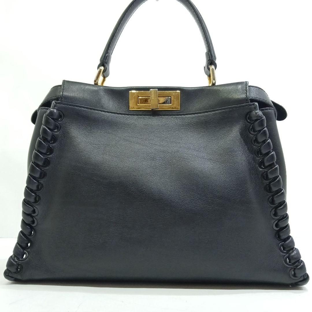 【現行似】フェンディ ピーカブー 2way ショルダー レザーハンドステッチ 黒