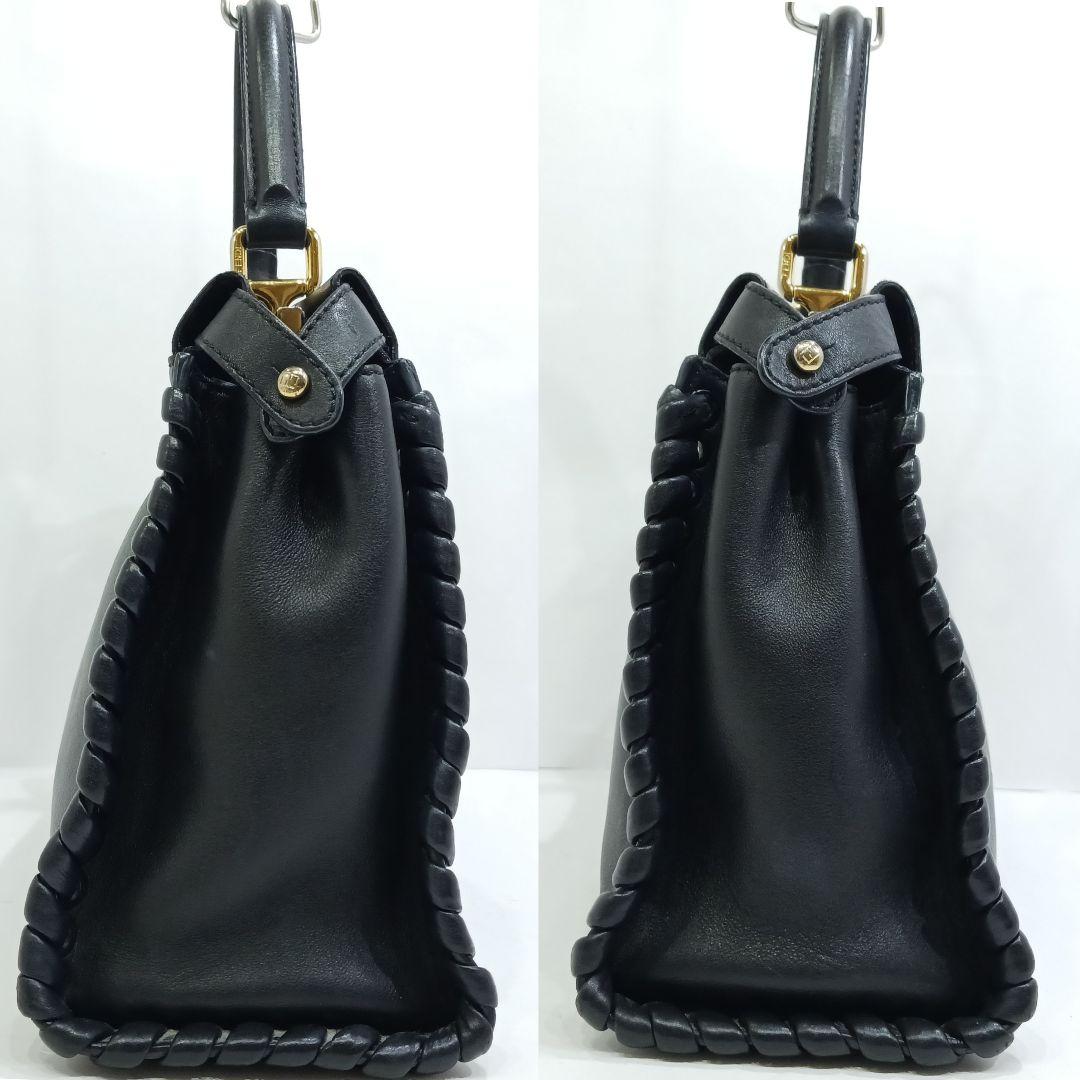 【現行似】フェンディ ピーカブー 2way ショルダー レザーハンドステッチ 黒