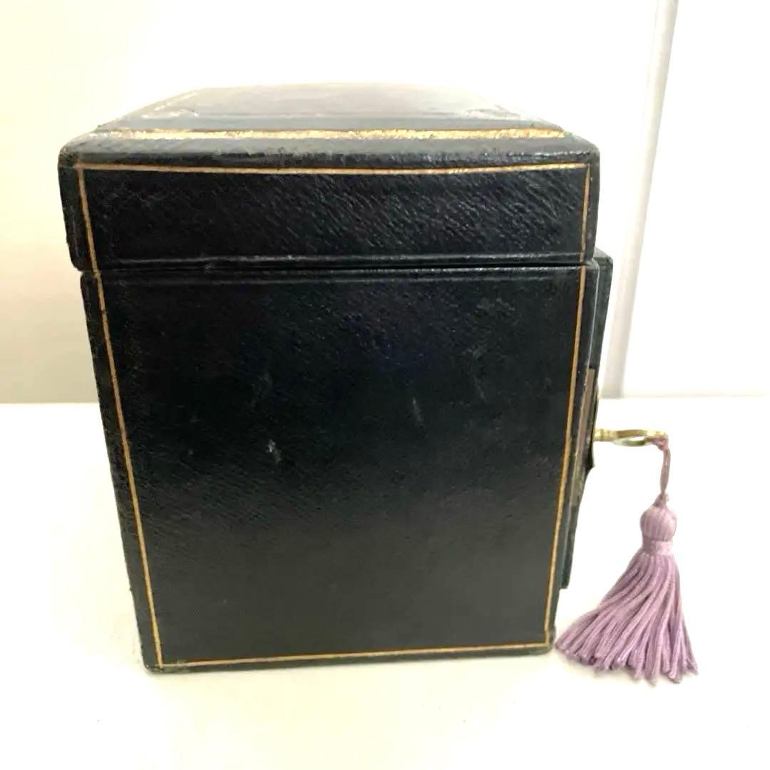フランスアンティーク宝石箱/黒紙貼り/紫ベルベット