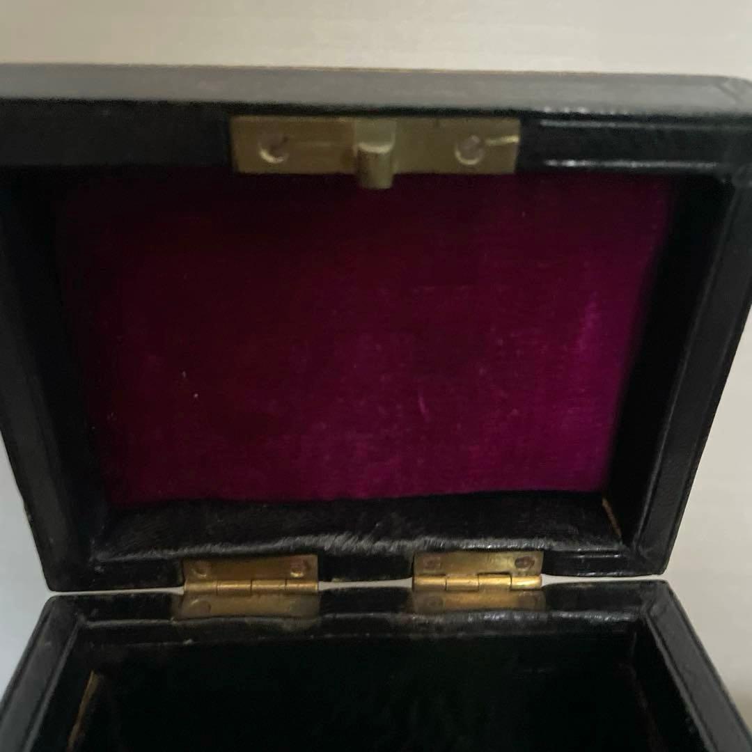 フランスアンティーク宝石箱/黒紙貼り/紫ベルベット