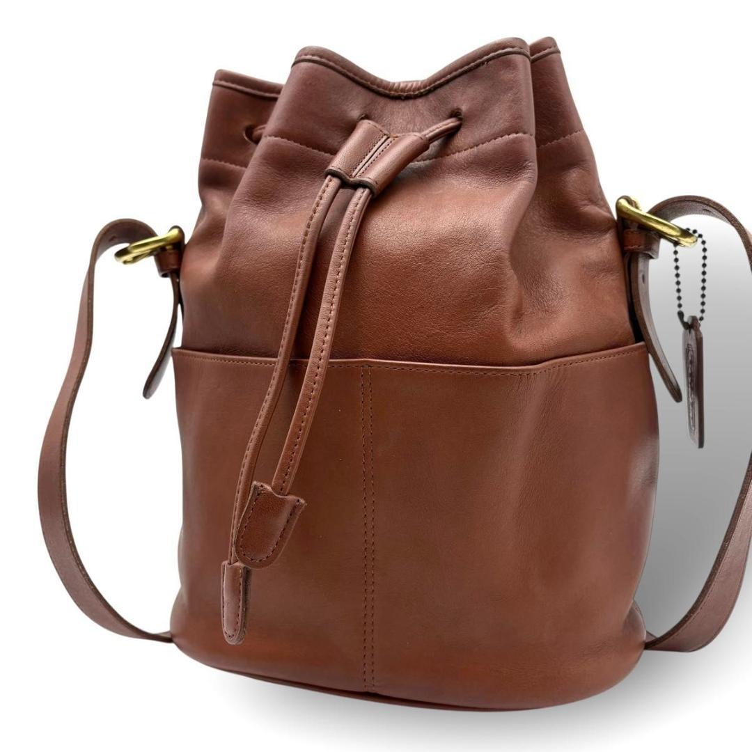 old coach オールドコーチ ショルダーバッグ 巾着型 レザー　ブラウン