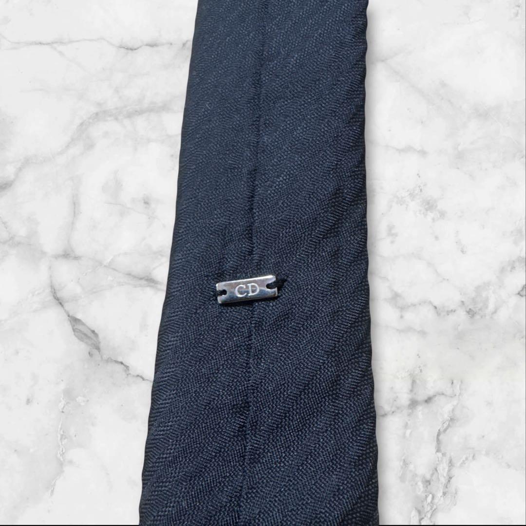 Dior HOMME ブラック　黒　シルク ネクタイ　レジメンタル　ストライプ