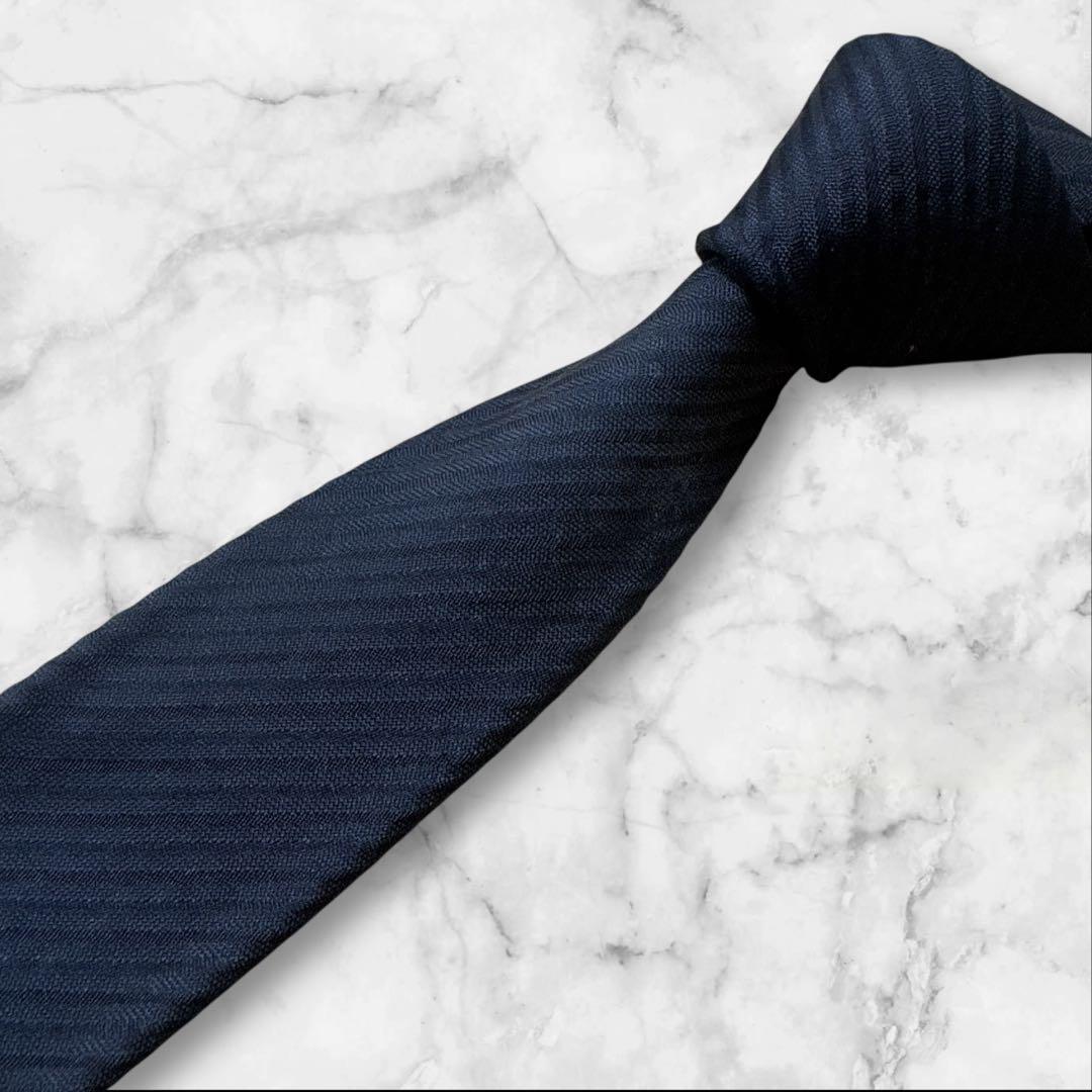 Dior HOMME ブラック　黒　シルク ネクタイ　レジメンタル　ストライプ