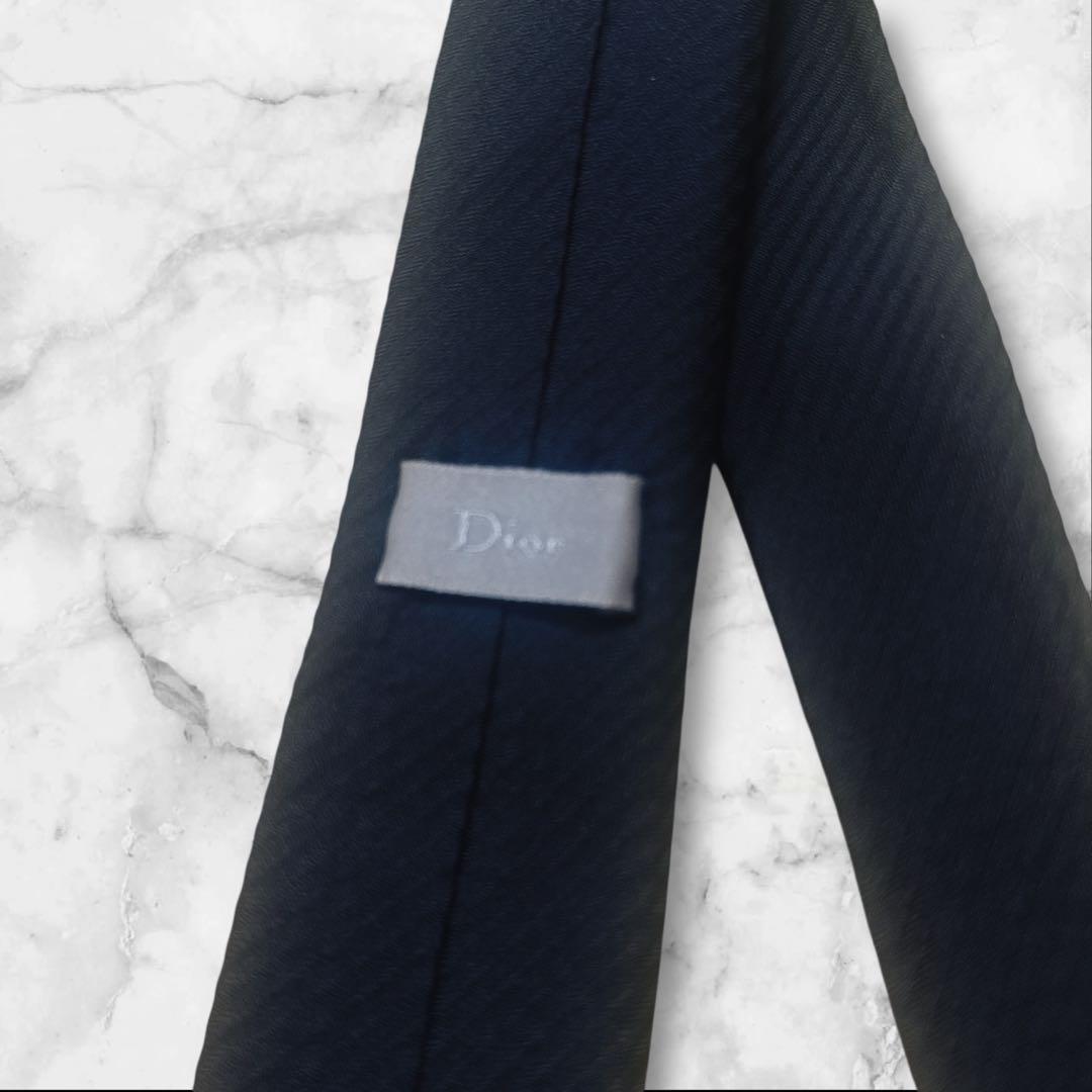 Dior HOMME ブラック　黒　シルク ネクタイ　レジメンタル　ストライプ