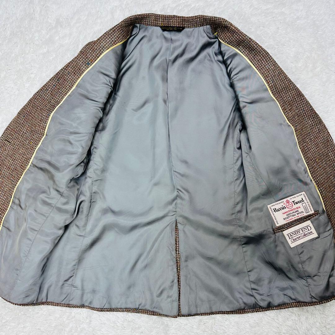 LANDS END　テーラードジャケット　ハリスツイード　ミックスツイード　L位