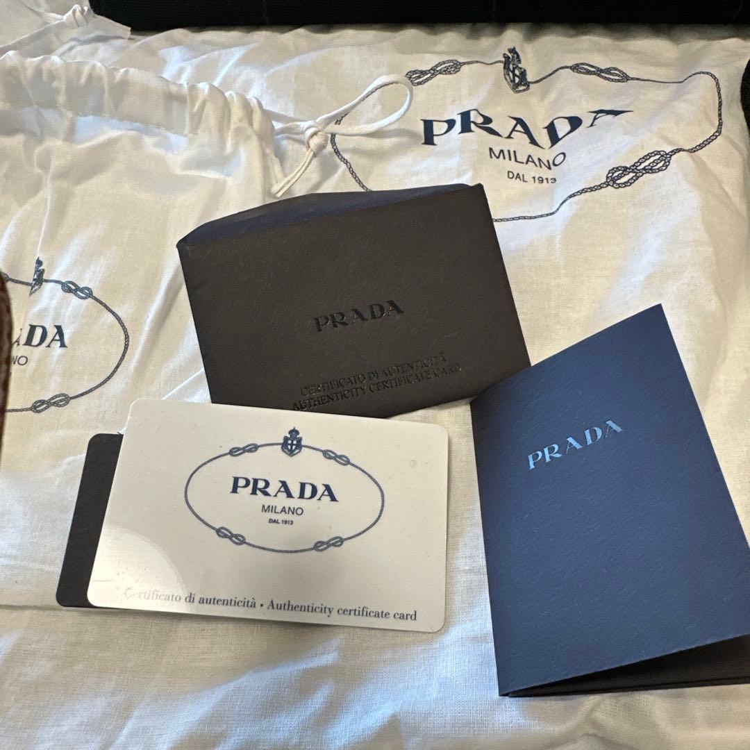 極美品　PRADA カナパ 2way ショルダー付 ストライプブ 黒