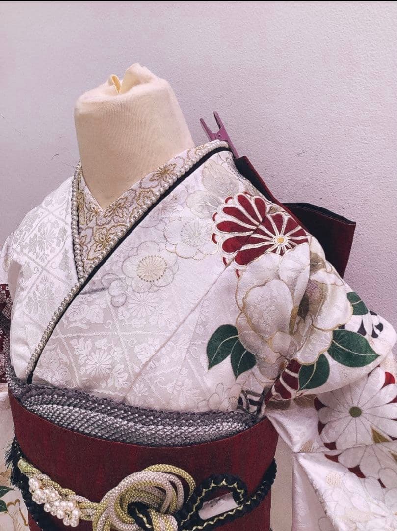 【美品】振袖フルセット　白古典　154〜165cm