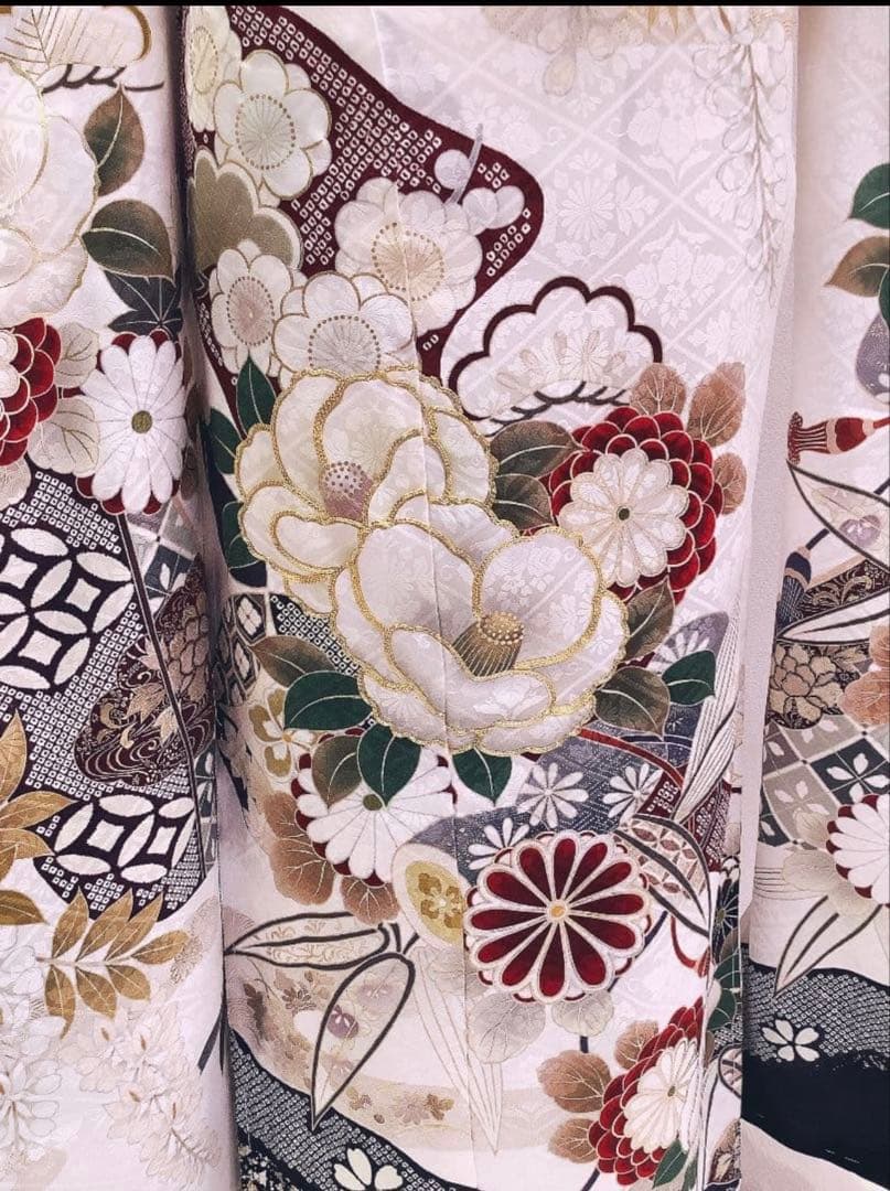 【美品】振袖フルセット　白古典　154〜165cm