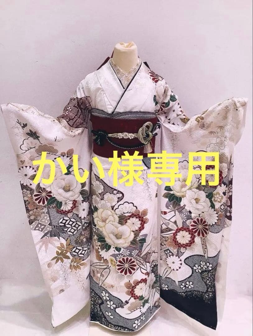 【美品】振袖フルセット　白古典　154〜165cm