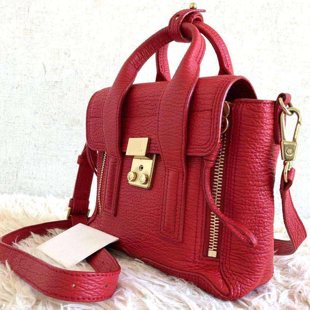 【2way 美品】スリーワンフィリップリム　パシュリミニサッチェル　赤　本革