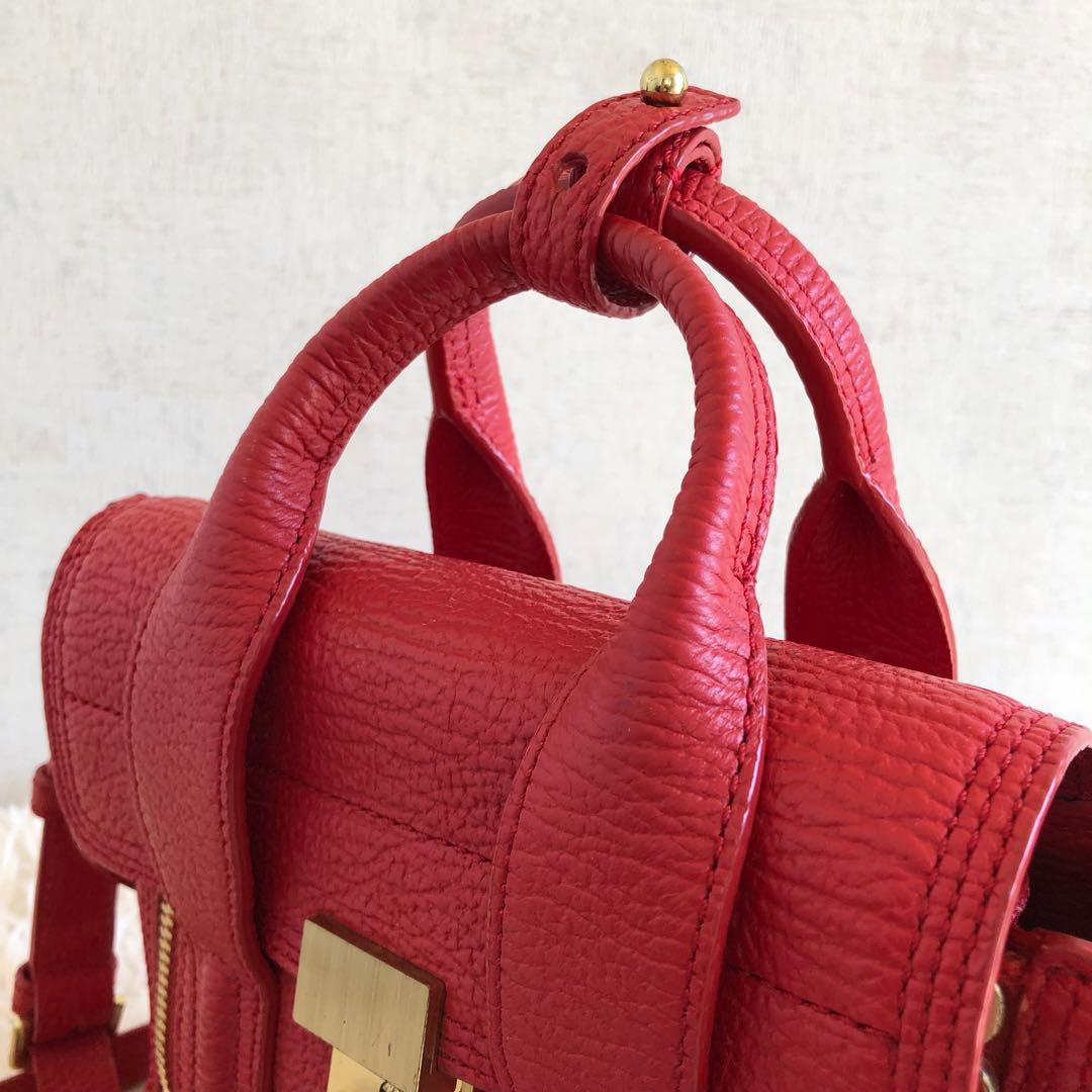 【2way 美品】スリーワンフィリップリム　パシュリミニサッチェル　赤　本革