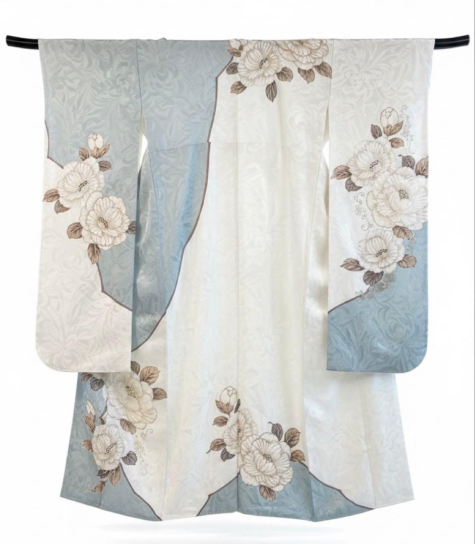 ＊新品＊豪華振袖刺繍水色牡丹成人式フォーマル身丈162裄66前襟24.5后襟30