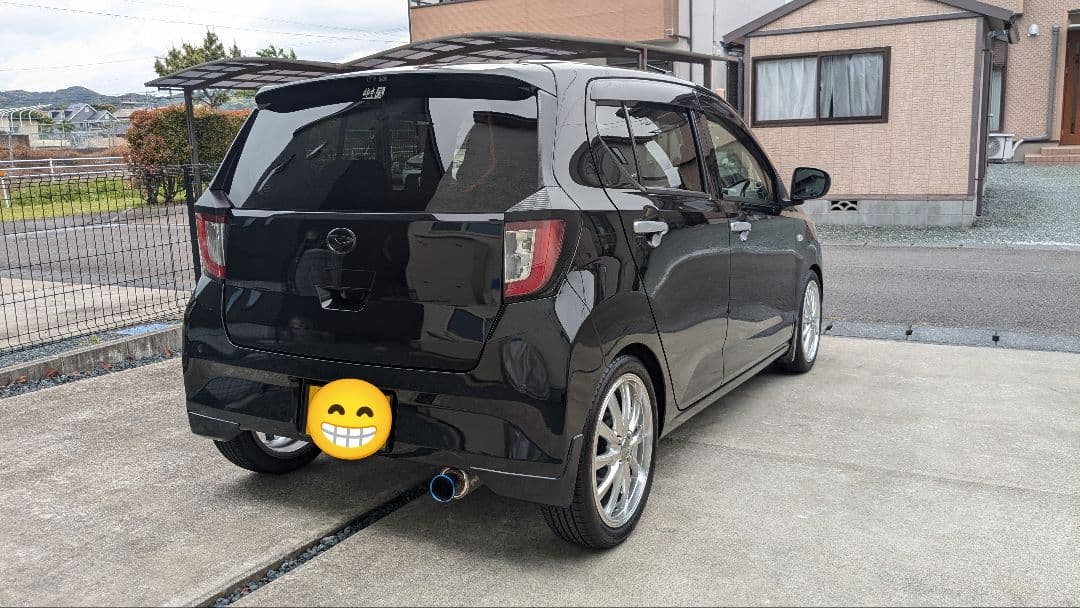 ステンレス製マフラー 青いエンドテールミライース350ｓ