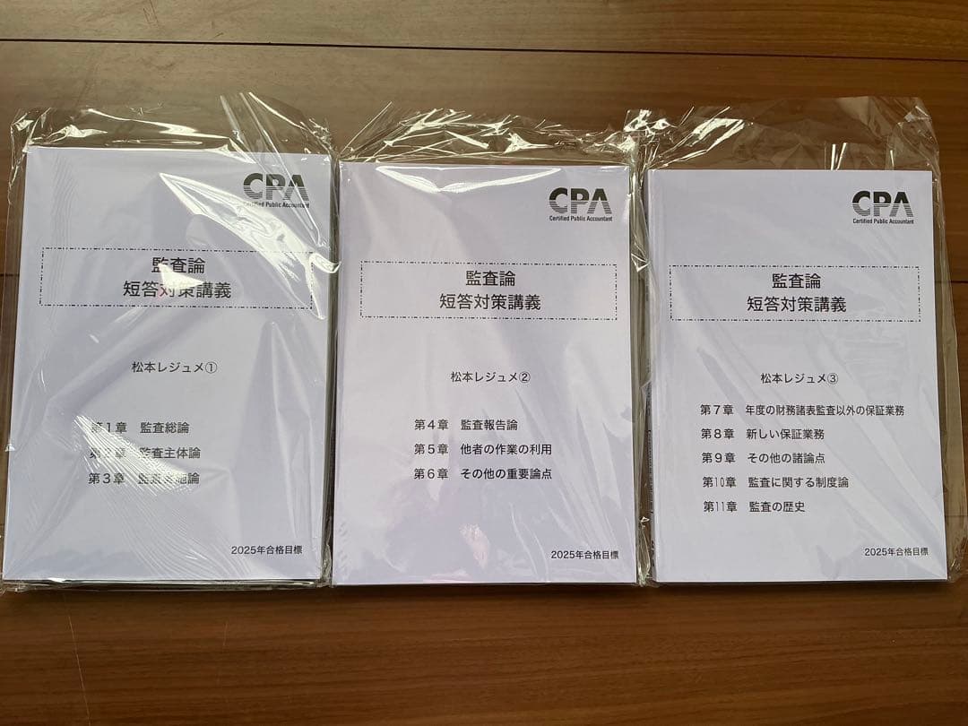 【新品未使用】2025年　監査論 短答対策講義　松本レジュメ